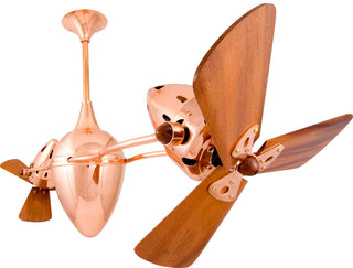 Ar Ruthiane series 360° dual headed fan with Mahogany Blades.  Multiple finishes available