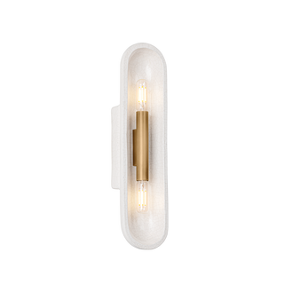 LANE WALL SCONCE with PATINA BRASS/CERAMIC WHITE LARGE CRACKLE Finish