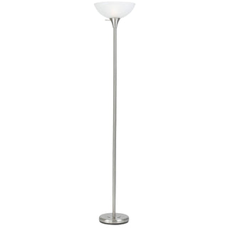 150W 3 Way Metal Torchiere Lamp W/Glass Shade