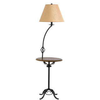 150W 3 Way Wrought Iron Floor Lamp With Wood Tray Table