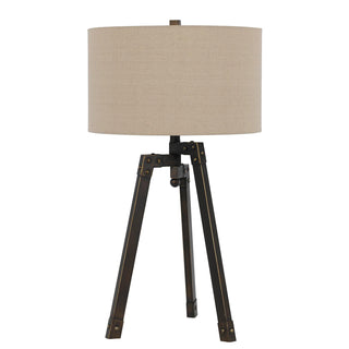 150W 3 Way Metal Tripod Table Lamp With Hardback Fabric Shade