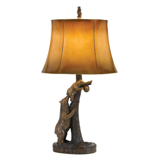 150W 3 Way Bear Resin Table Lamp With Leathrette Shade