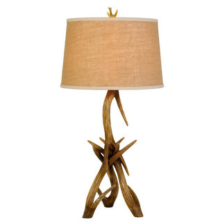 150W 3 Way Drummond Antler Resin Table Lamp With Burlap Shade