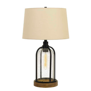 Ciney Glass and Pine Wood Table Lamp With Night Light