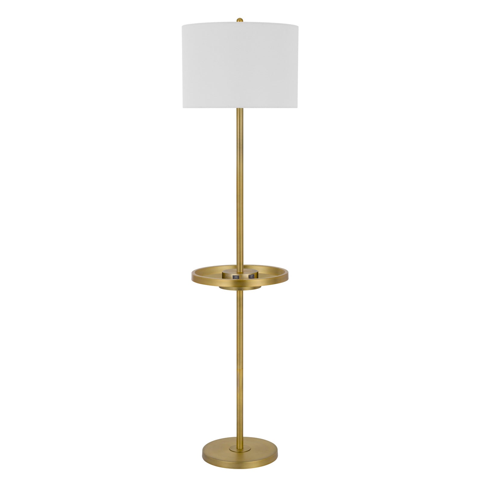 150W 3 Way Crofton Metal Floor Lamp With Centered Metal Tray Table With 2 Usb Charging Ports And Weighted Metal Base