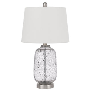 Solaro Distressed Glass Table Lamp With Hardback Taper Drum Shade