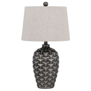 Dresano Resin Table Lamp With Linen Hardback Taper Drum Shade