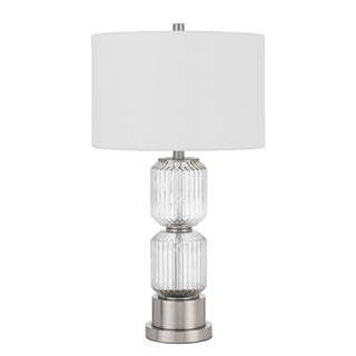 Bresso Fluted Glass Table Lamp With Hardback Drum Shade