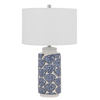 Cambiago Ceramic Table Lamp With Seashell Design And Linen Drum Shade