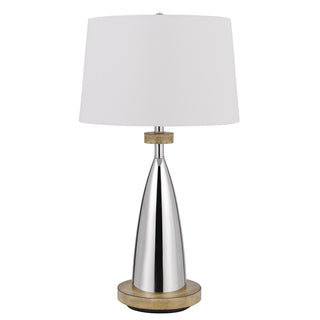 150W 3 Way Lockport Metal Table Lamp With Faux Wood Finish