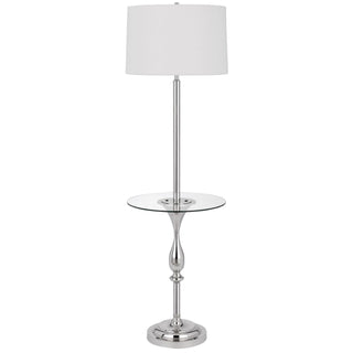 150W 3 Way Sturgis Metal Floor Lamp With Glass Tray Table And 1 Usb And 1 Type C Usb Charging Ports And Rubber Wood Base