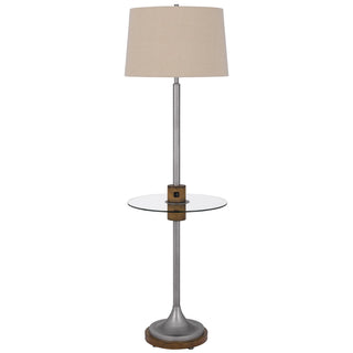 150W 3 Way Lavaca Metal Floor Lamp With Glass Tray Table And 1 Usb And 1 Type C Usb Charging Ports And Rubber Wood Center Font And Base