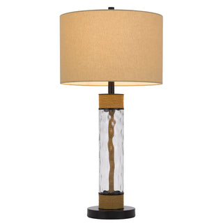 150W 3 way Bartow glass/metal table lamp with burlap design and drum burlap shade