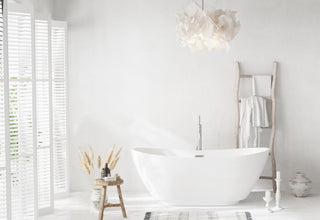 67 inch Soaking Bathtub in Glossy White with Brushed Nickel Trim