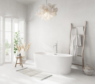 59 inch Bathtub in Glossy White with Brushed Nickel Trim