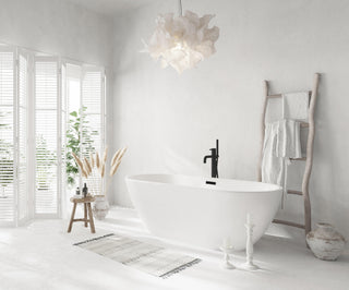 67 inch Bathtub in Glossy White with Matte Black Trim