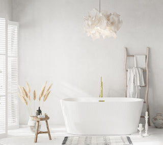59 inch Bathtub in Glossy White with Brushed Gold Trim