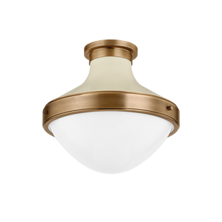 MAXTON FLUSH MOUNT with PATINA BRASS AND SOFT SAND Finish