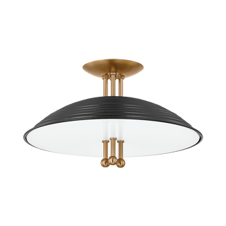 LARKIN Semi Flush with PATINA BRASS/SOFT BLACK Finish