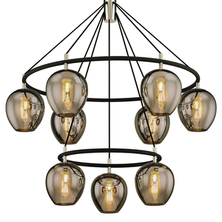 Iliad Chandelier with TEXTURED BLACK & POLISH NICKEL Finish