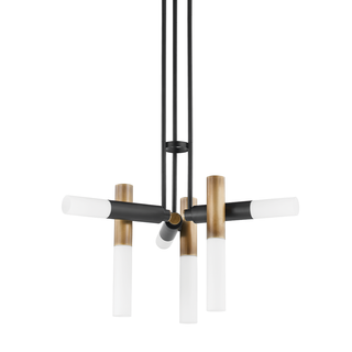 Koa Chandelier with PATINA BRASS/SOFT BLACK Finish