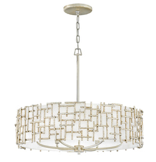 Farrah Medium Drum Chandelier in Silver Leaf