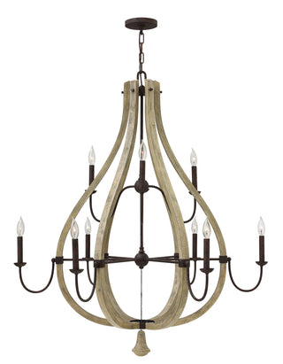 Middlefield Large Open Frame Two Tier Chandelier in Iron Rust