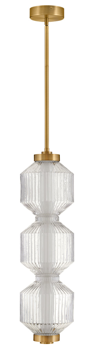 Reign Small LED Convertible Pendant in Lacquered Brass