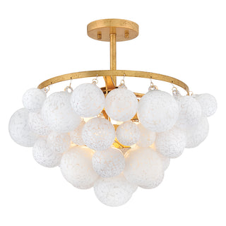 Marabel Medium Semi-Flush Mount in Distressed Brass