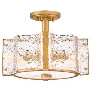 Florian Medium Semi-Flush Mount in Distressed Brass