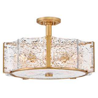 Florian Medium Semi-Flush Mount in Distressed Brass