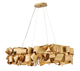 Delfina Large Six Light Linear Chandelier in Deluxe Gold
