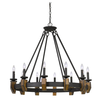 60W X 12 Cruz Metal/Wood Chandelier