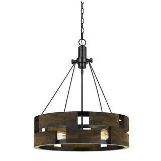 60W X 3 Bradford Metal And Wood Chandelier