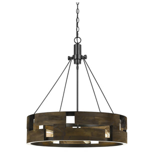 60W X 6 Bradford Metal And Wood Chandelier