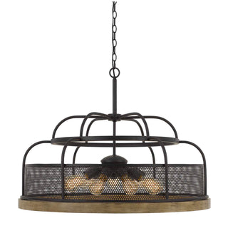 Akaki 60W X 9 Metal/Pine Wood Chandelier  (Edison Bulbs Not Included)