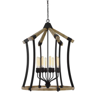 Dali 60W X 8 Metal/Pine Wood Chandelier  (Edison Bulbs Not Included)