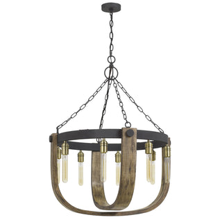 60W X 8 Apulia Metal/Wood Chandelier (Edison Bulbs Are Not Included)