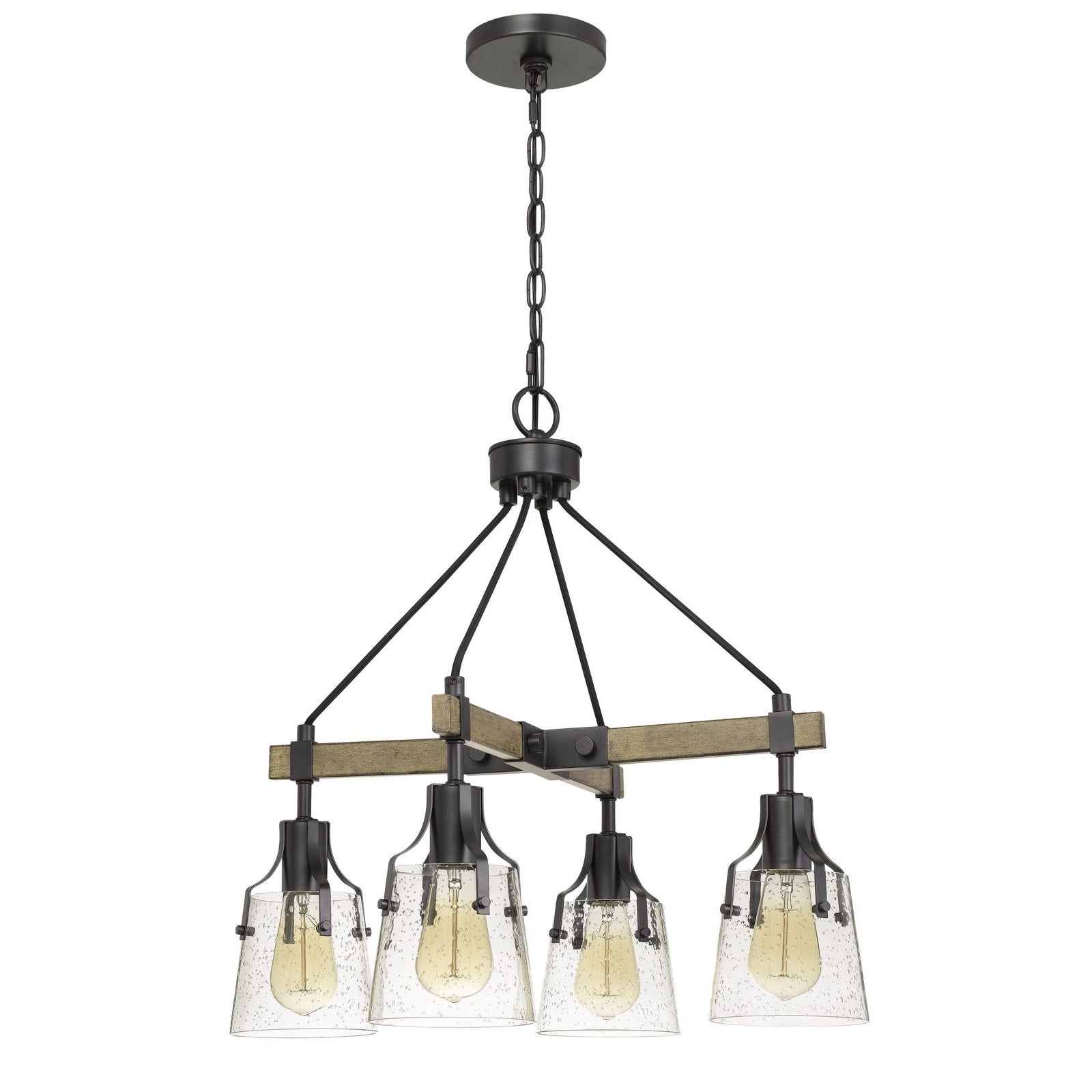 60W X 4 Aosta Metal Chandelier With Bubbled Glass Shades (Edison Bulbs Are Not Included)