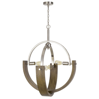 60W X 4 Rauma Metal/Wood Chandelier (Edison Bulbs Are Not Included)