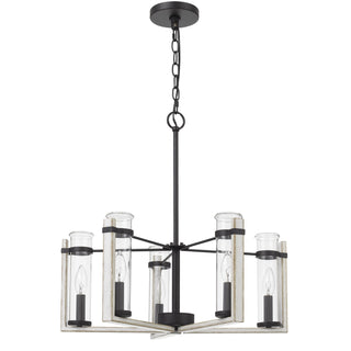 60Wx  5 Olivette Metal Chandelier With Glass Shade