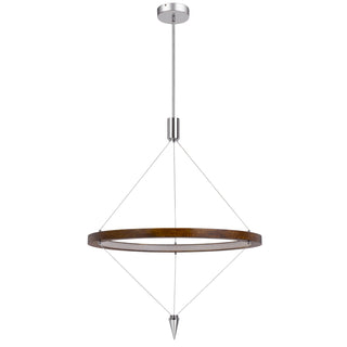 Viterbo Integrated Dimmable Led Pine Wood Pendant Fixture With Suspended Steel Braided Wire. 24W, 1920 Lumen, 3000K