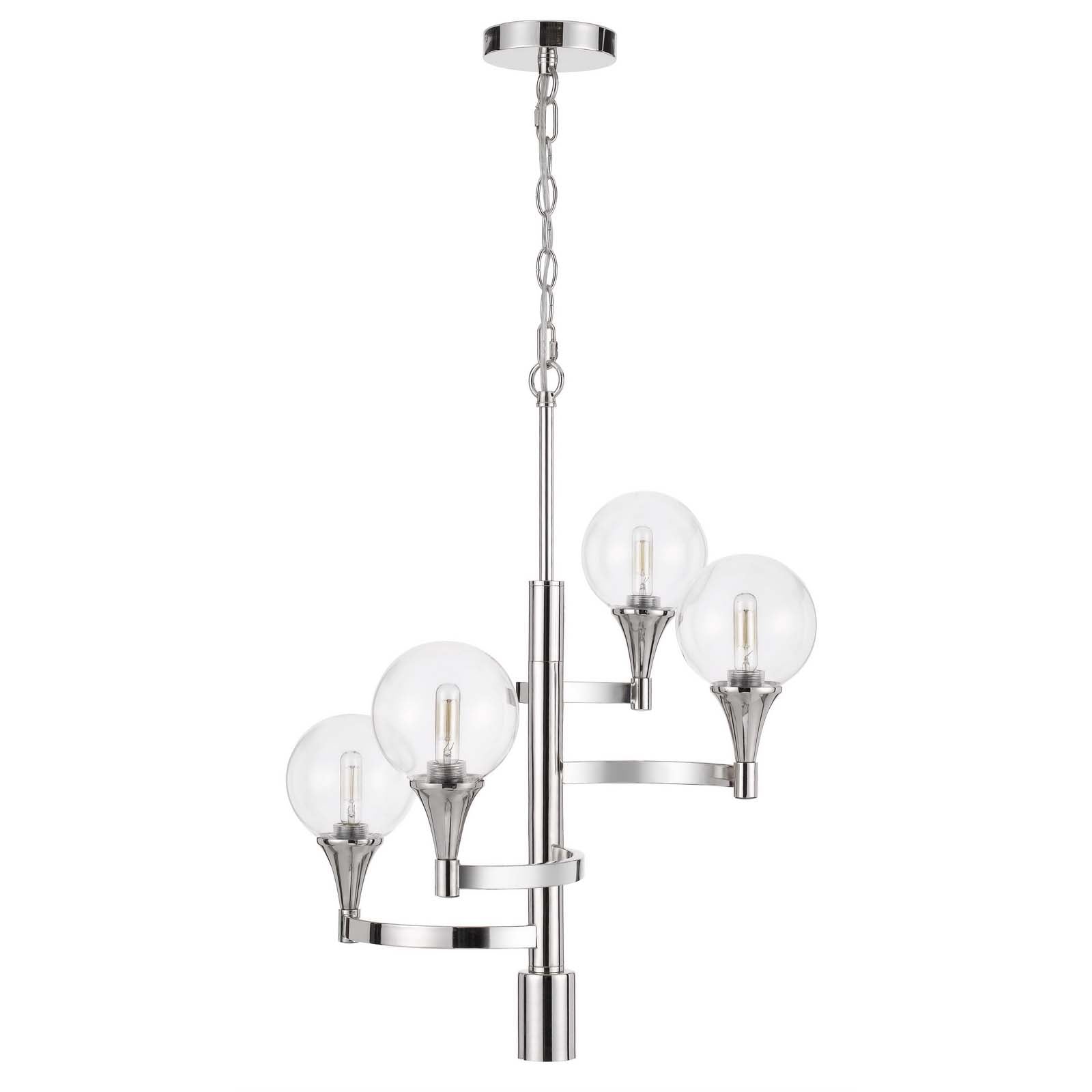 15W X 4 Milbank Metal Chandelier With A 3K Gu10 Led 6W Downlight (Bulb Included) Clear Round Glass Shades