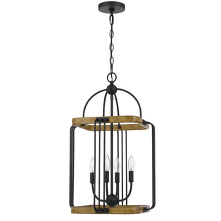 Ripon Metal Chandelier With Wood Finish