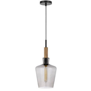 Swindon Glass Drop Pendant With Wood Accent