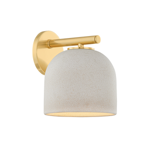 CARA Wall Sconce in AGED BRASS/CERAMIC CREAM PEBBLE Finish