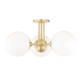 Stella Semi Flush in Aged Brass Finish