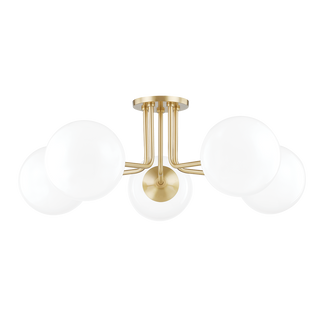 Stella Semi Flush in Aged Brass Finish
