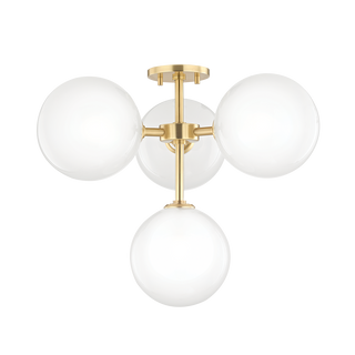 Ashleigh Semi Flush in Aged Brass Finish
