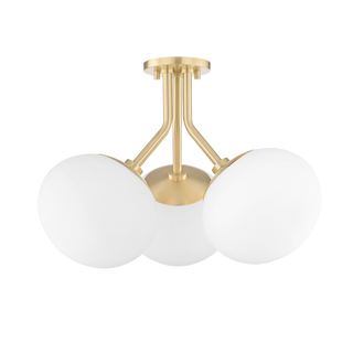 Estee Semi Flush in Aged Brass Finish